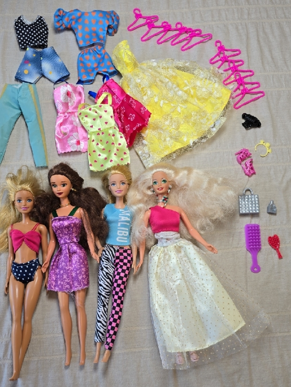 Collection of 4 Barbie Dolls + Clothing & Accessories